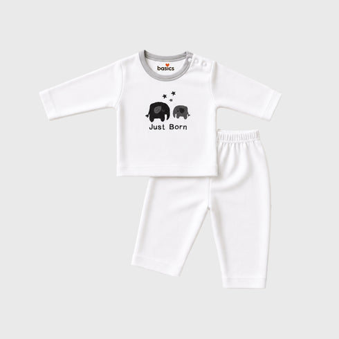 Pack of 10 Baby Starter Gift Set White Baby Elephant Embroidered