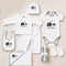 Pack of 10 Baby Starter Gift Set White Baby Elephant Embroidered