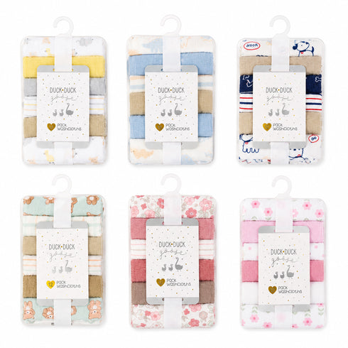 Pack of 12 Baby Washcloths Face Towels Blue White Dino