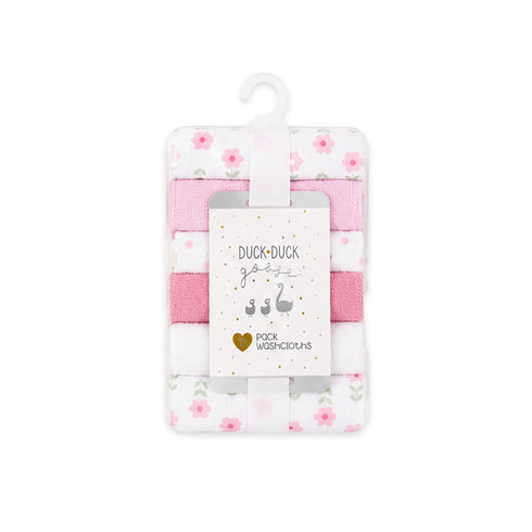 Pack of 12 Baby Washcloths Face Towels Pink White Flowers