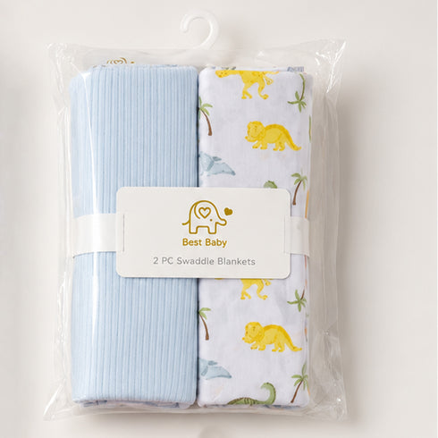 Infant Pack of 2 Cotton Swaddle Wrapping Sheets Dino