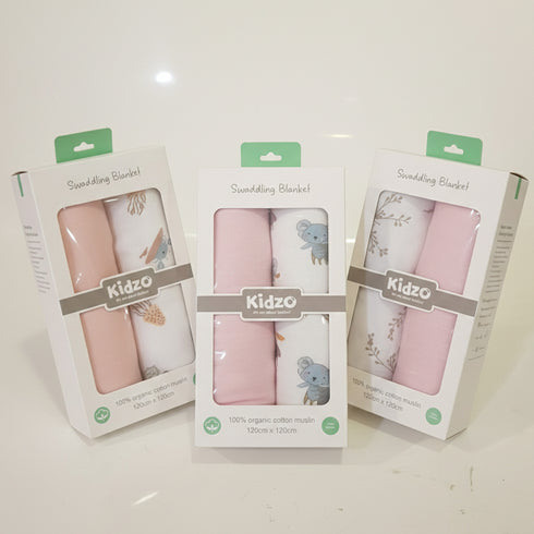 Pack of 2 Infant Muslin & Bamboo Baby Blankets for Girls