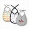 Pack of 3 Baby Bibs Grey White Baseball Ship Design