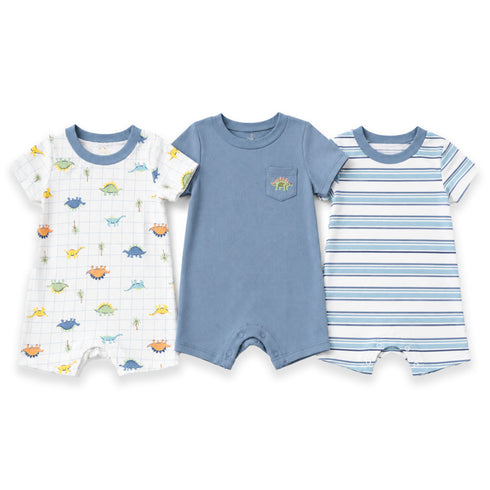 Pack of Three Onesies Half Rompers Dino