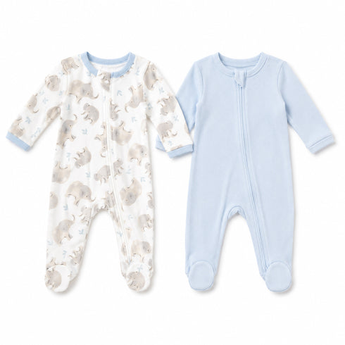 Pack of Two Full Rompers Elephants Print
