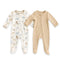 Pack of Two Full Cotton Rompers Doggy Print