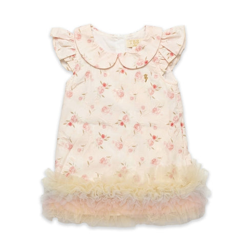 Party Wear Cotton Embroidered Top Pink Roses Design