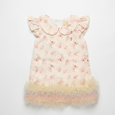 Party Wear Cotton Embroidered Top Pink Roses Design