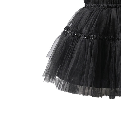 Black Party Wear Frock Tiered Tulle