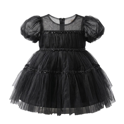 Black Party Wear Frock Tiered Tulle