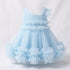 Blue Party Wear Frock One Shoulder Ruffle