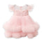 Pink Party Wear Frock Embellished Tiered Tulle