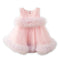 Pink Party Wear Frock Sleeveless Ruffled Tulle