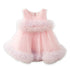 Pink Party Wear Frock Sleeveless Ruffled Tulle