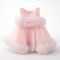 Pink Party Wear Frock Sleeveless Ruffled Tulle