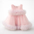 Pink Party Wear Frock Sleeveless Ruffled Tulle