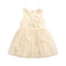 Party Wear Girls Frock Beige Floral Design