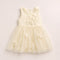 Party Wear Girls Frock Beige Floral Design