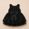 Party Wear Girls Frock Black Embroidered Bowknot