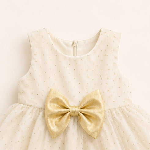 Party Wear Girls Frock Gold Glittered