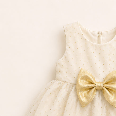 Party Wear Girls Frock Gold Glittered