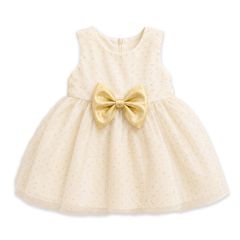 Party Wear Girls Frock Gold Glittered