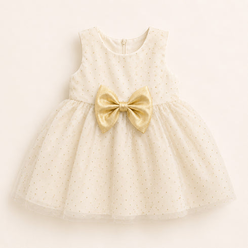 Party Wear Girls Frock Gold Glittered