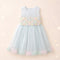 Party Wear Girls Frock Light Blue Floral Embroidered