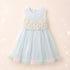 Party Wear Girls Frock Light Blue Floral Embroidered