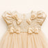 Party Wear Girls Frock Peach Glittered Bowknot