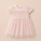 Party Wear Girls Frock Pink Glittered Floral Embroidered