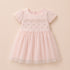 Party Wear Girls Frock Pink Glittered Floral Embroidered