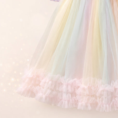 Party Wear Girls Frock Pink Sequin Frilled