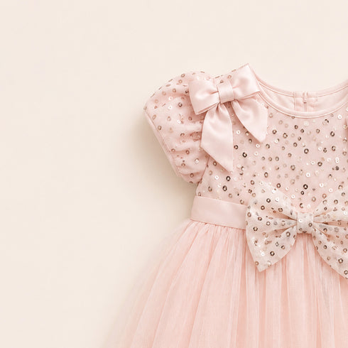 Party Wear Girls Frock Pink Sequin