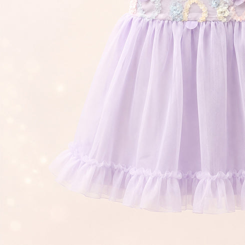 Party Wear Girls Frock Purple Embroidered