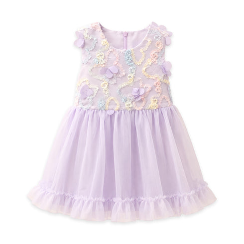 Party Wear Girls Frock Purple Embroidered