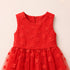 Party Wear Girls Frock Red Floral Design