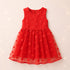 Party Wear Girls Frock Red Floral Design