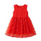 Party Wear Girls Frock Red Floral Design