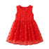 Party Wear Girls Frock Red Floral Design