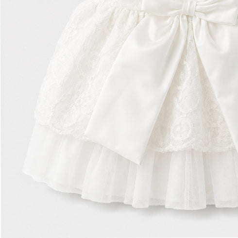 Party Wear Girls Frock White Chikan Design