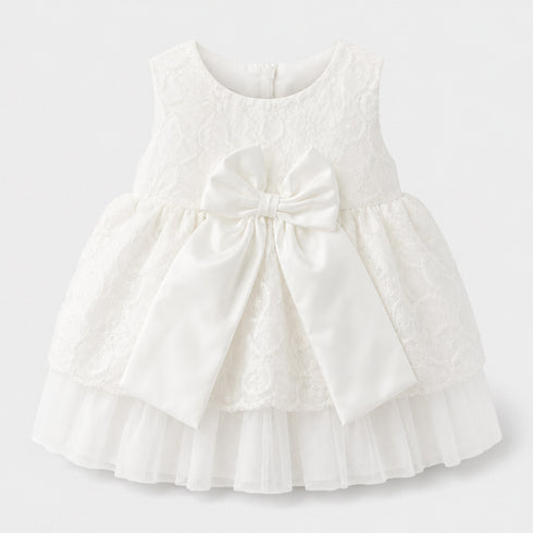 Party Wear Girls Frock White Chikan Design