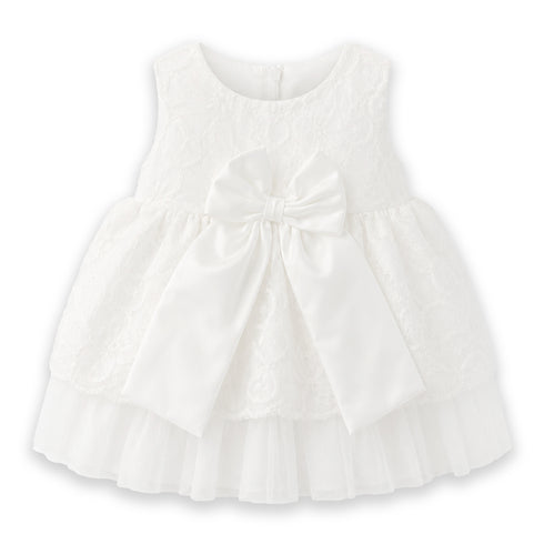 Party Wear Girls Frock White Chikan Design