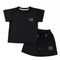 Party Wear Girls Cotton Suit Black Glittered Shirt with Skirt