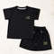 Party Wear Girls Cotton Suit Black Glittered Shirt with Skirt