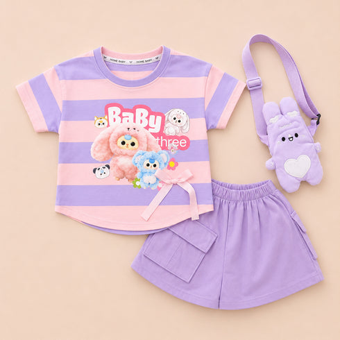 Party Wear Girls Suit Labubu Shirt with Skirt