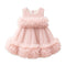 Party Wear Girls Top Style Frock Tea Pink Glittered Frilled