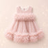 Party Wear Girls Top Style Frock Tea Pink Glittered Frilled