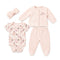 Peach Textured Dot Fleece Baby Girl Dresses Shirt With Bodysuit Trouser Headband 0-9M