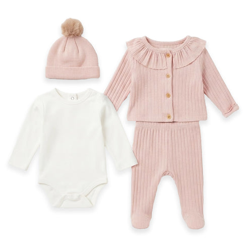 Baby Girl Suits Set Shirt Bodysuit Cap & Trouser
